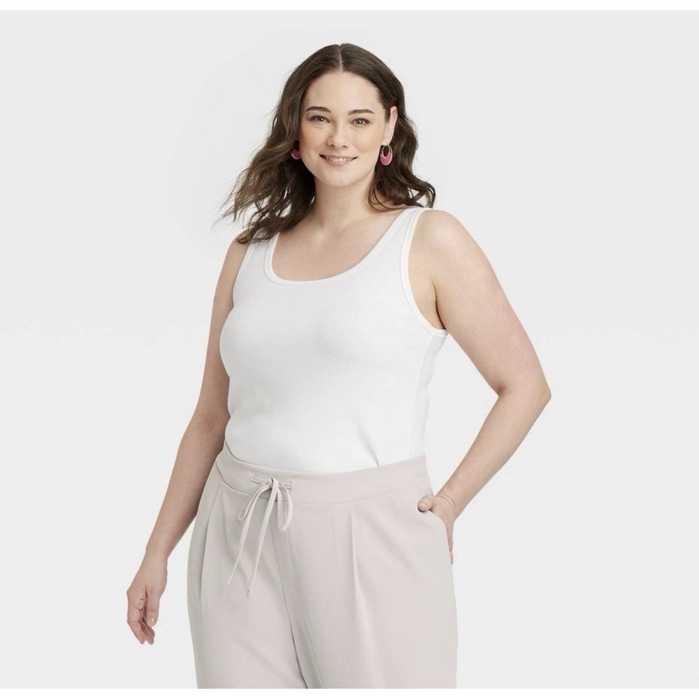Women's Slim Fit Tank Top - a New Day White XXL 2XL NWT Summer Beach Travel